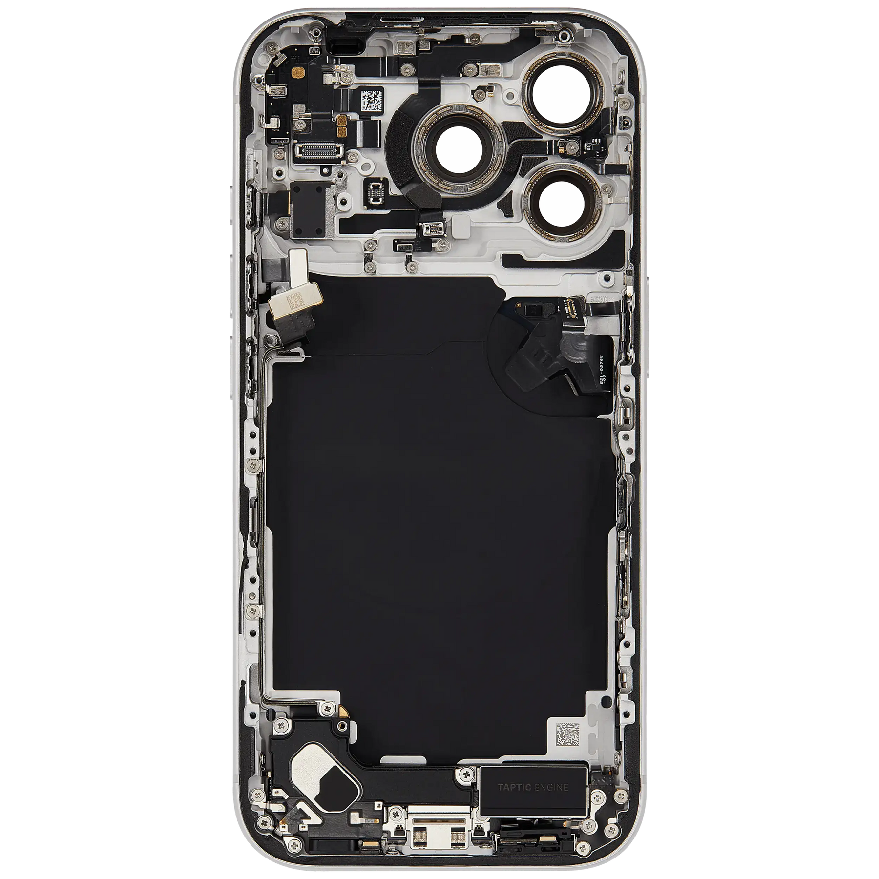 Back Housing W/ Charging Port Flex & Small Parts Compatible For iPhone 17 Pro (US Version) (Used OEM Pull: Grade A) (Silver)