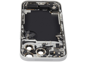Back Housing W/ Charging Port Flex & Small Parts Compatible For iPhone 17 Pro (US Version) (Used OEM Pull: Grade A) (Silver)