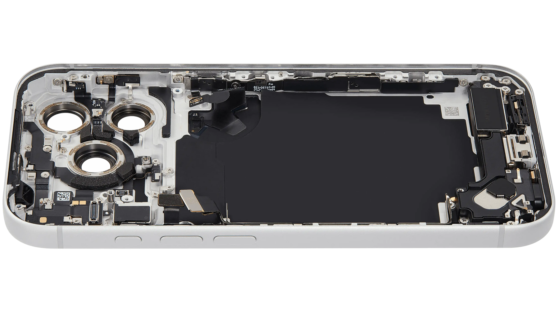 Back Housing W/ Charging Port Flex & Small Parts Compatible For iPhone 17 Pro (US Version) (Used OEM Pull: Grade A) (Silver)