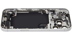 Back Housing W/ Charging Port Flex & Small Parts Compatible For iPhone 17 Pro (US Version) (Used OEM Pull: Grade A) (Silver)