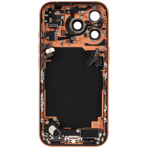Back Housing W/ Charging Port Flex & Small Parts Compatible For iPhone 17 Pro (US Version) (Used OEM Pull: Grade A) (Cosmic Orange)