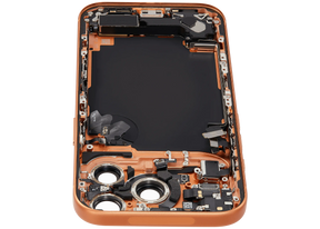 Back Housing W/ Charging Port Flex & Small Parts Compatible For iPhone 17 Pro (US Version) (Used OEM Pull: Grade A) (Cosmic Orange)