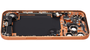 Back Housing W/ Charging Port Flex & Small Parts Compatible For iPhone 17 Pro (US Version) (Used OEM Pull: Grade A) (Cosmic Orange)