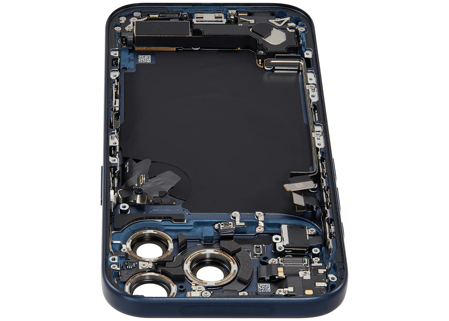 Back Housing W/ Charging Port Flex & Small Parts Compatible For iPhone 17 Pro (US Version) (Used OEM Pull: Grade A) (Deep Blue)