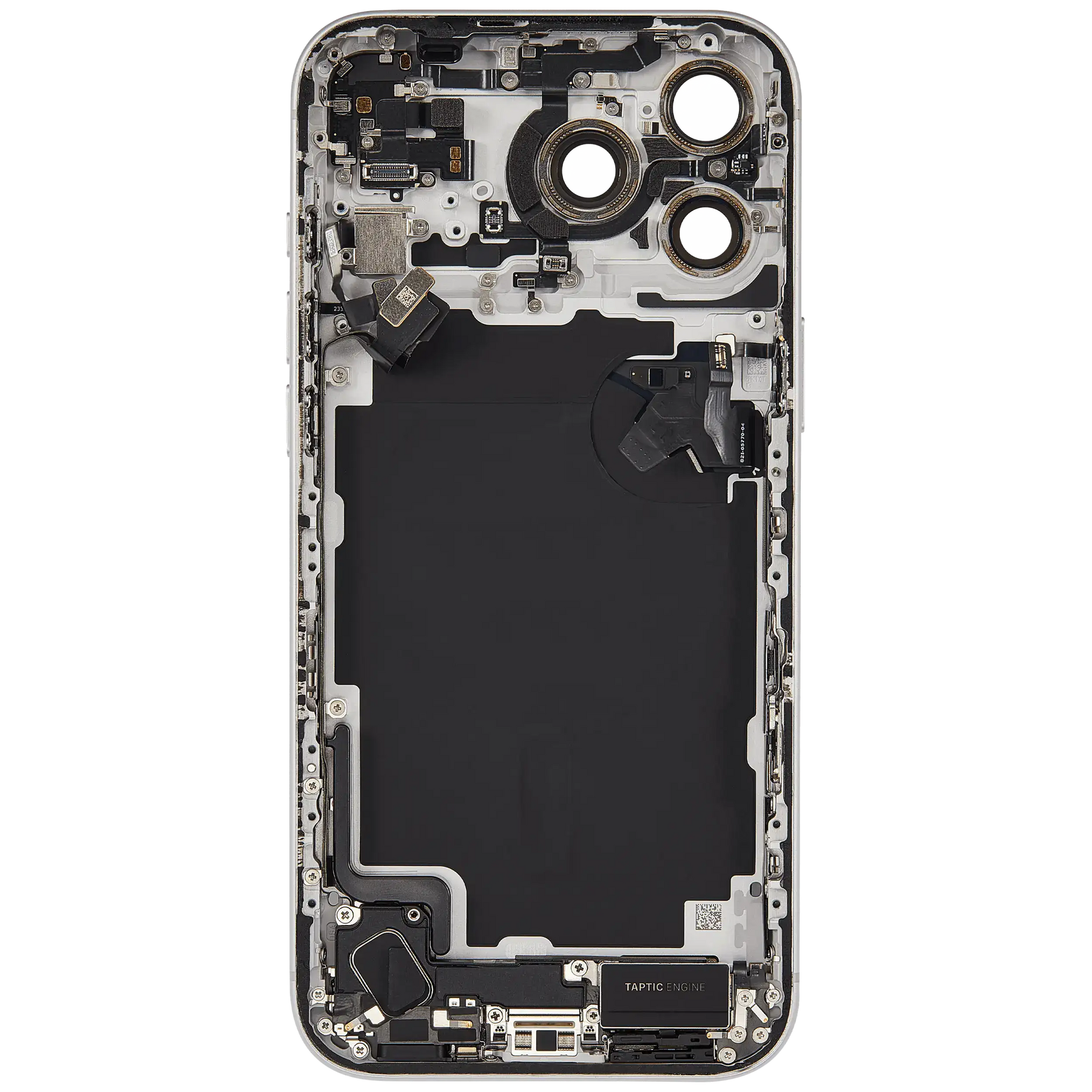 Back Housing W/ Charging Port Flex & Small Parts Compatible For iPhone 17 Pro Max (US Version) (Used OEM Pull: Grade A) (Silver)