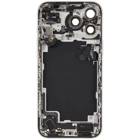Back Housing W/ Charging Port Flex & Small Parts Compatible For iPhone 17 Pro Max (US Version) (Used OEM Pull: Grade A) (Silver)