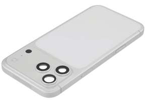 Back Housing W/ Charging Port Flex & Small Parts Compatible For iPhone 17 Pro Max (US Version) (Used OEM Pull: Grade A) (Silver)