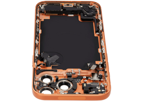 Back Housing W/ Charging Port Flex & Small Parts Compatible For iPhone 17 Pro Max (US Version) (Used OEM Pull: Grade A) (Cosmic Orange)