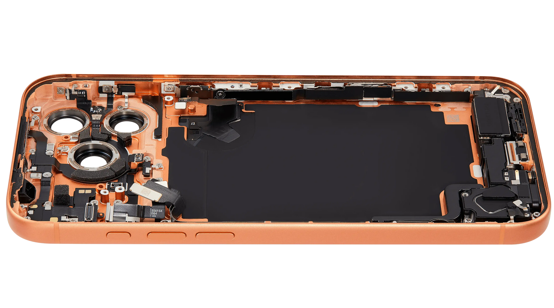 Back Housing W/ Charging Port Flex & Small Parts Compatible For iPhone 17 Pro Max (US Version) (Used OEM Pull: Grade A) (Cosmic Orange)