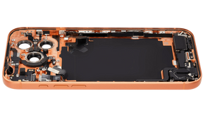 Back Housing W/ Charging Port Flex & Small Parts Compatible For iPhone 17 Pro Max (US Version) (Used OEM Pull: Grade A) (Cosmic Orange)