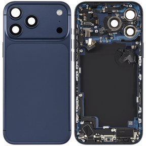 Back Housing W/ Charging Port Flex & Small Parts Compatible For iPhone 17 Pro Max (US Version) (Used OEM Pull: Grade A) (Deep Blue)