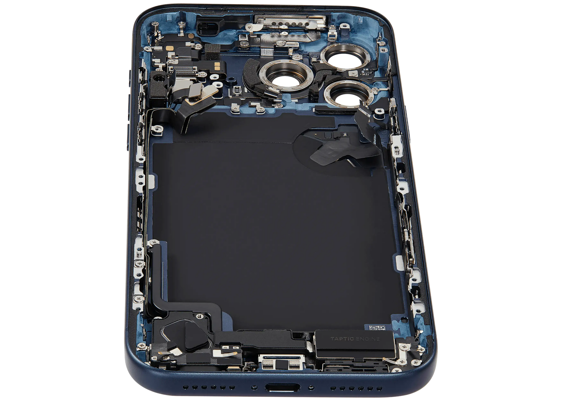 Back Housing W/ Charging Port Flex & Small Parts Compatible For iPhone 17 Pro Max (US Version) (Used OEM Pull: Grade A) (Deep Blue)