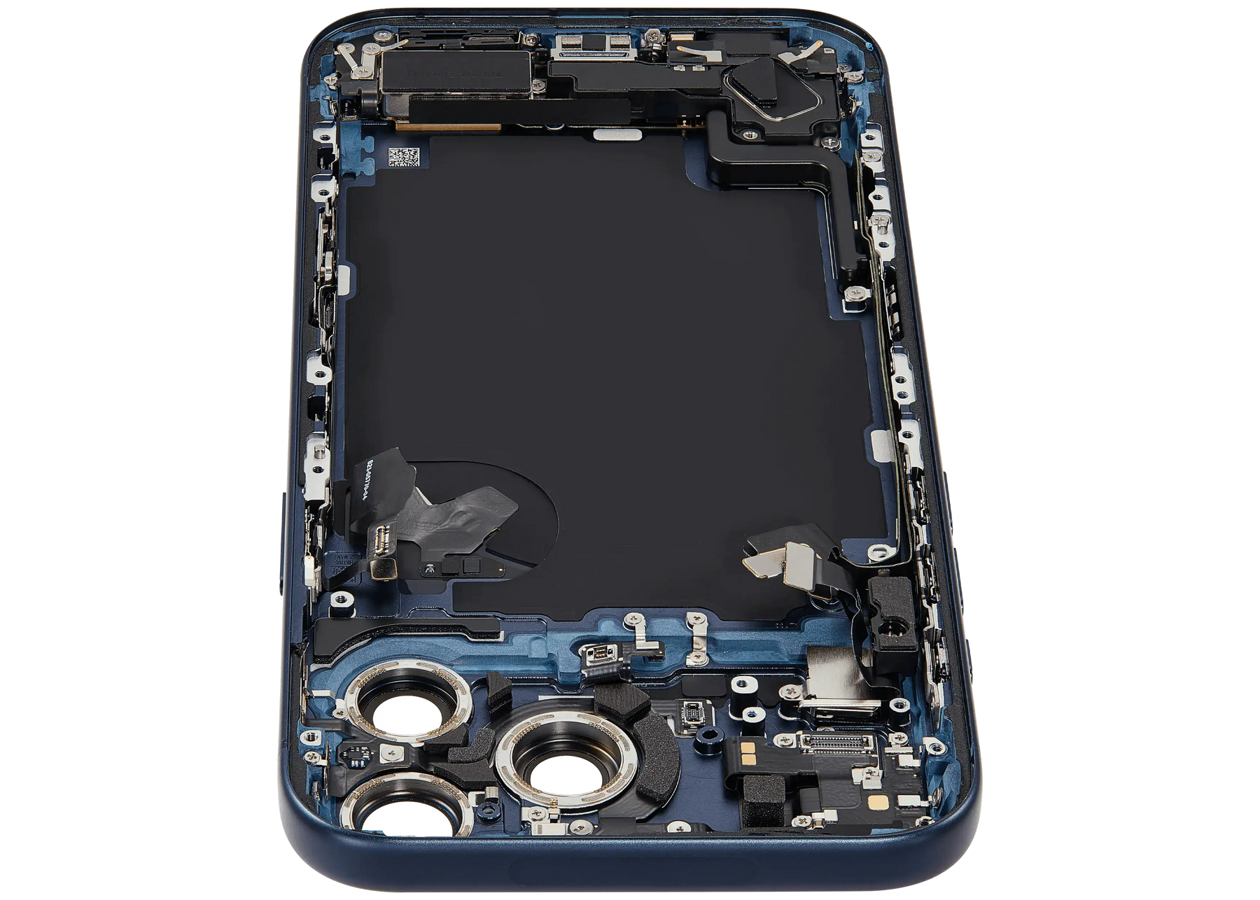Back Housing W/ Charging Port Flex & Small Parts Compatible For iPhone 17 Pro Max (US Version) (Used OEM Pull: Grade A) (Deep Blue)