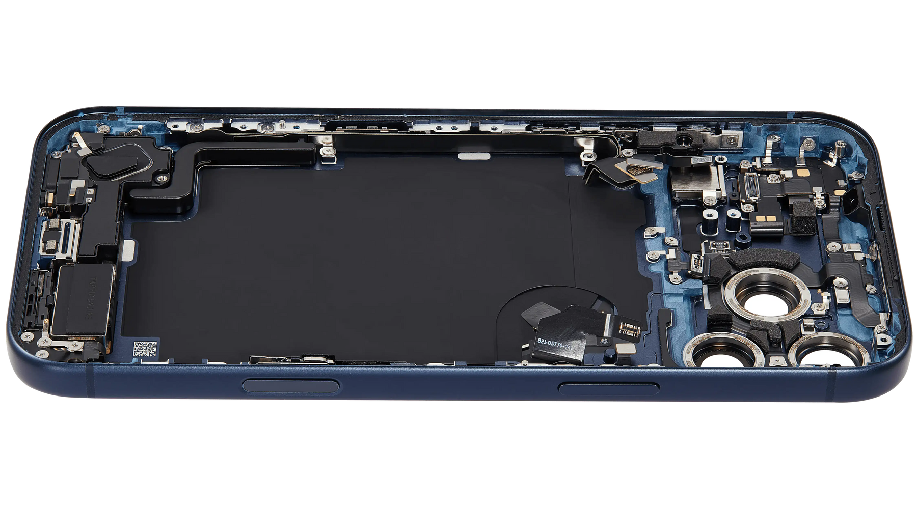 Back Housing W/ Charging Port Flex & Small Parts Compatible For iPhone 17 Pro Max (US Version) (Used OEM Pull: Grade A) (Deep Blue)