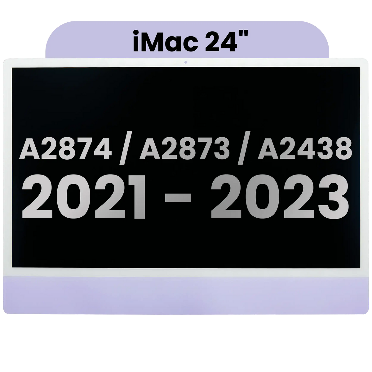 Complete LCD Display Assembly For iMac 24" A2874 / A2873 (2023) / A2438 (2021) (LG204A-215 LM235UH1 SDD1) (Used OEM Pull: Grade A) （Small Camera hole）(Purple)