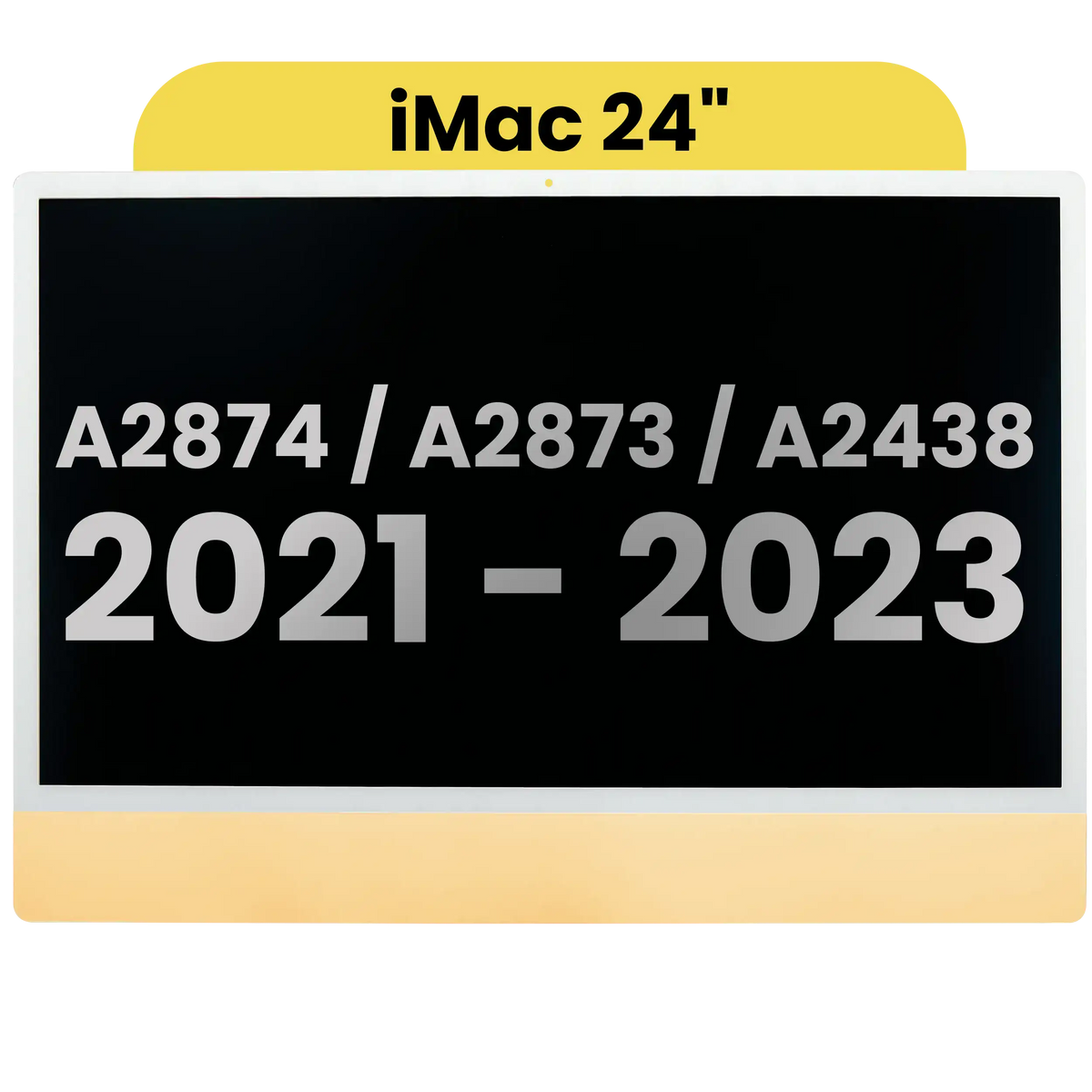 Complete LCD Display Assembly For iMac 24" A2874 / A2873 (2023) / A2438 (2021) (LG204A-215 LM235UH1 SDD1) (Used OEM Pull: Grade A)（Small Camera hole）(Yellow)
