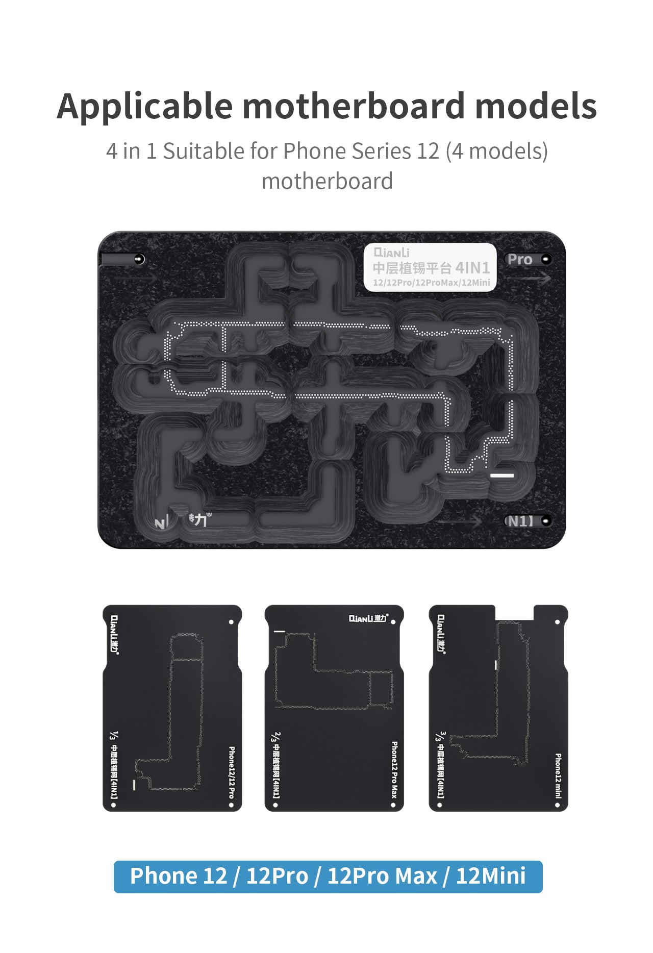 Middle Frame Reballing Platform Compatible For iPhone 12 / 12 Mini / 12 Pro / 12 Pro Max (Qianli)