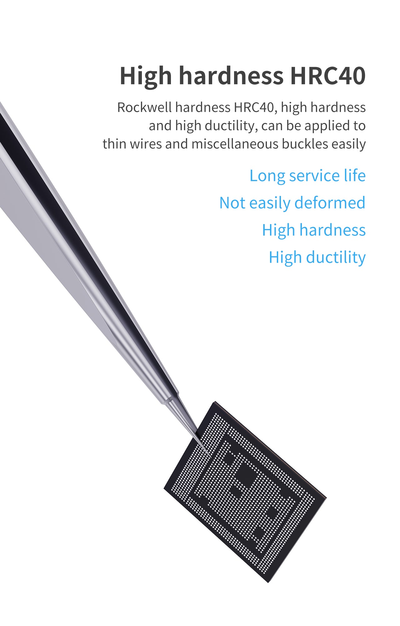 iNeeZy Handmade Non-Magnetic Stainless Tweezers (Silver - Wide) (Qianli)