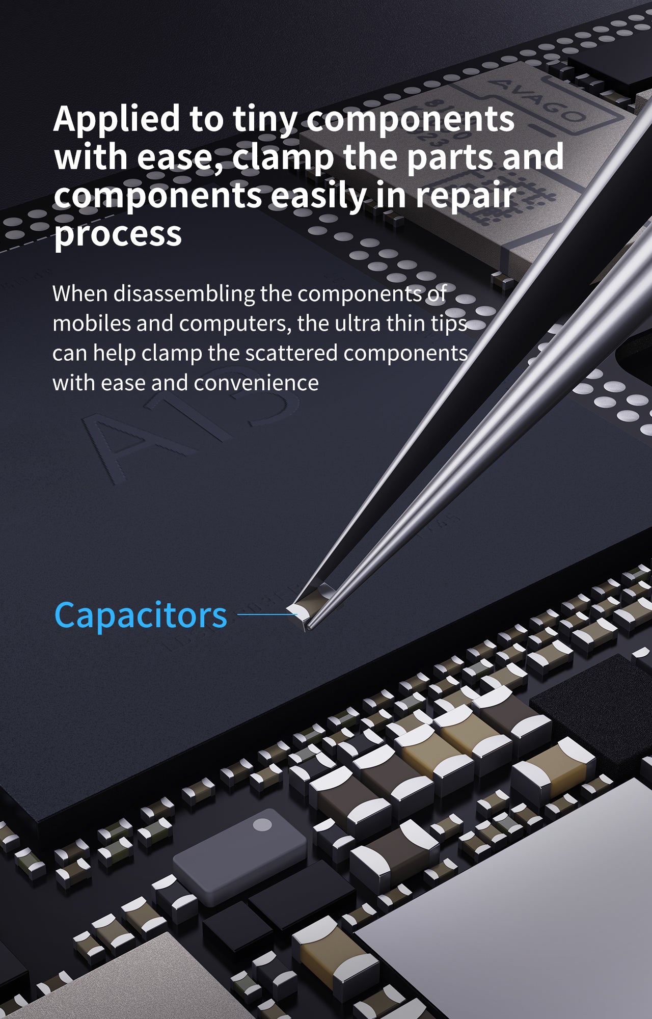 iNeeZy Handmade Non-Magnetic Stainless Tweezers (Silver - Wide) (Qianli)