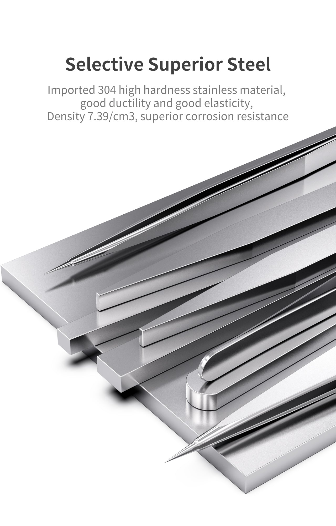 iNeeZy Handmade Non-Magnetic Stainless Tweezers (Silver - Wide) (Qianli)