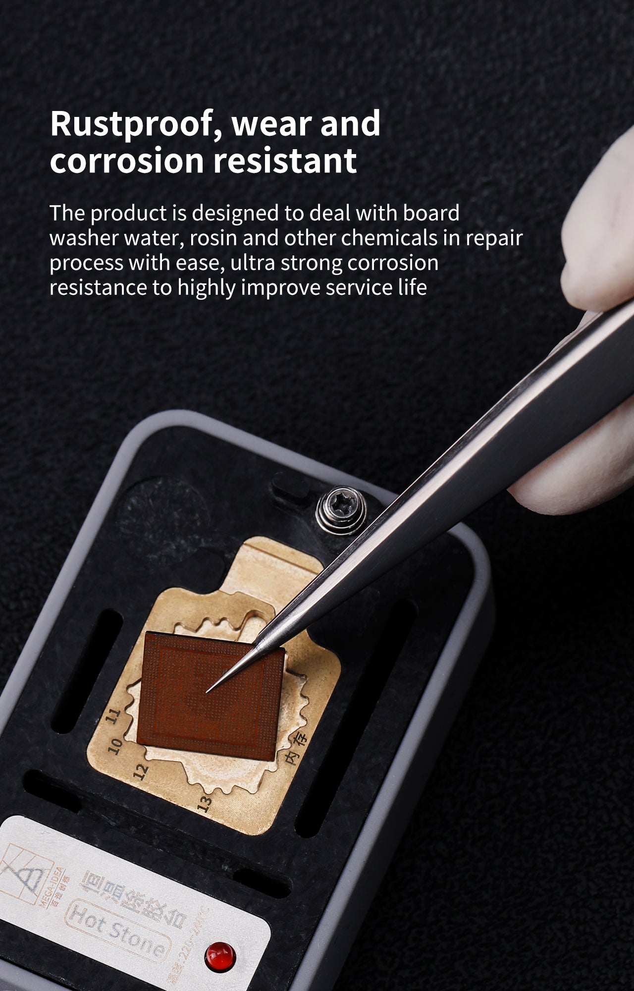 iNeeZy Handmade Non-Magnetic Stainless Tweezers (Silver - Wide) (Qianli)