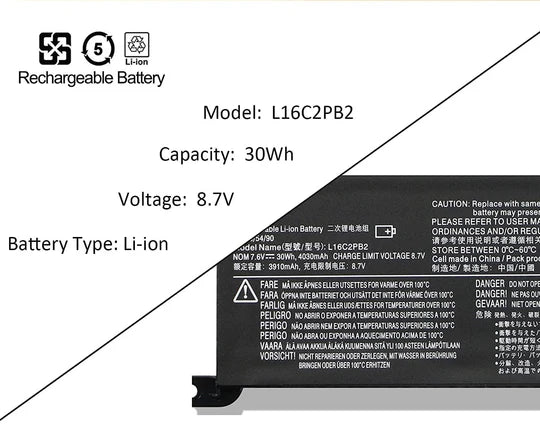 Lenovo L16C2PB2 L16L2PB3 Battery for IdeaPad 320-15ABR/15IAP/15IKB/15ISK/17IKB 130-14AST/14IKB/15AST S145-15AST/15IWL/15IIL/14IIL/14IWL 330-15IKB 520-15IKB V320-17IKB V145-15AST V14-IWL V15-ADA B320-14IKB L17M2PB7 L16M2PB1 L16C2PB1 Series laptop's.