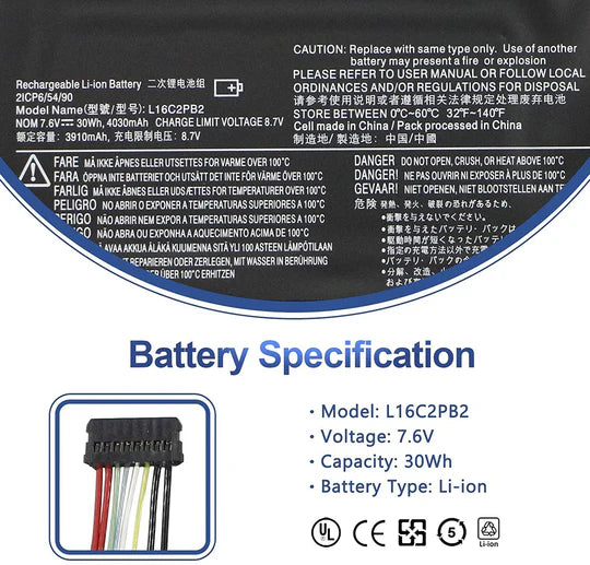 Lenovo L16C2PB2 L16L2PB3 Battery for IdeaPad 320-15ABR/15IAP/15IKB/15ISK/17IKB 130-14AST/14IKB/15AST S145-15AST/15IWL/15IIL/14IIL/14IWL 330-15IKB 520-15IKB V320-17IKB V145-15AST V14-IWL V15-ADA B320-14IKB L17M2PB7 L16M2PB1 L16C2PB1 Series laptop's.