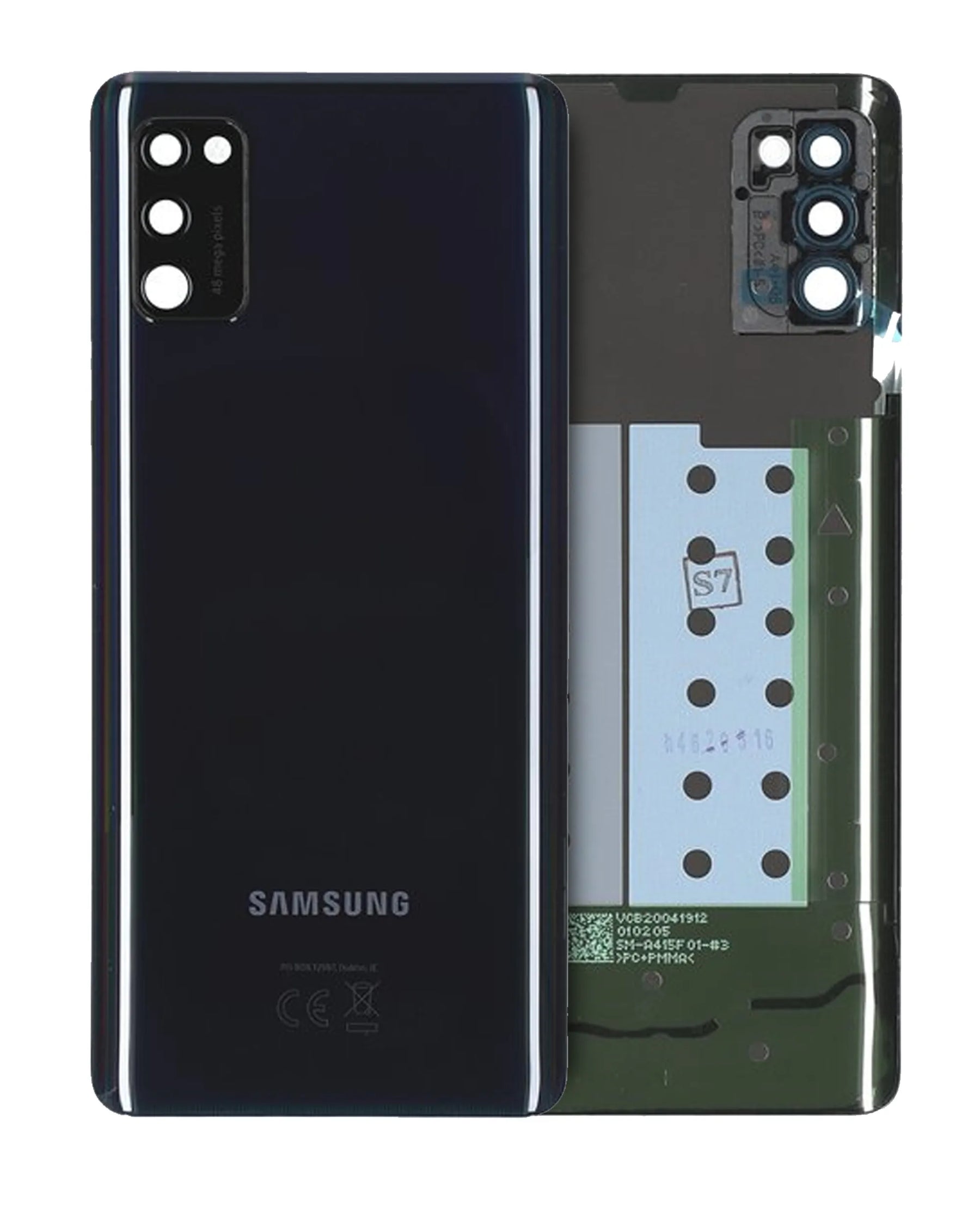 Back Cover Glass With Camera Lens Compatible For Samsung Galaxy A41 (A415 / 2020) (Service Pack) (Prism Crush Black)