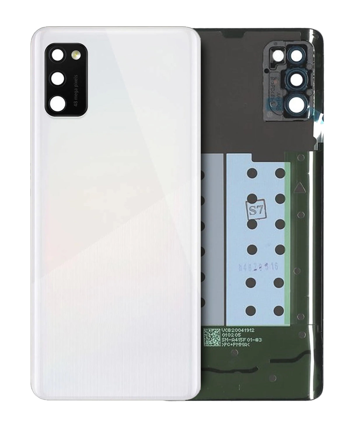 Back Cover Glass With Camera Lens Compatible For Samsung Galaxy A41 (A415 / 2020) (Service Pack) (Prism Crush Silver)