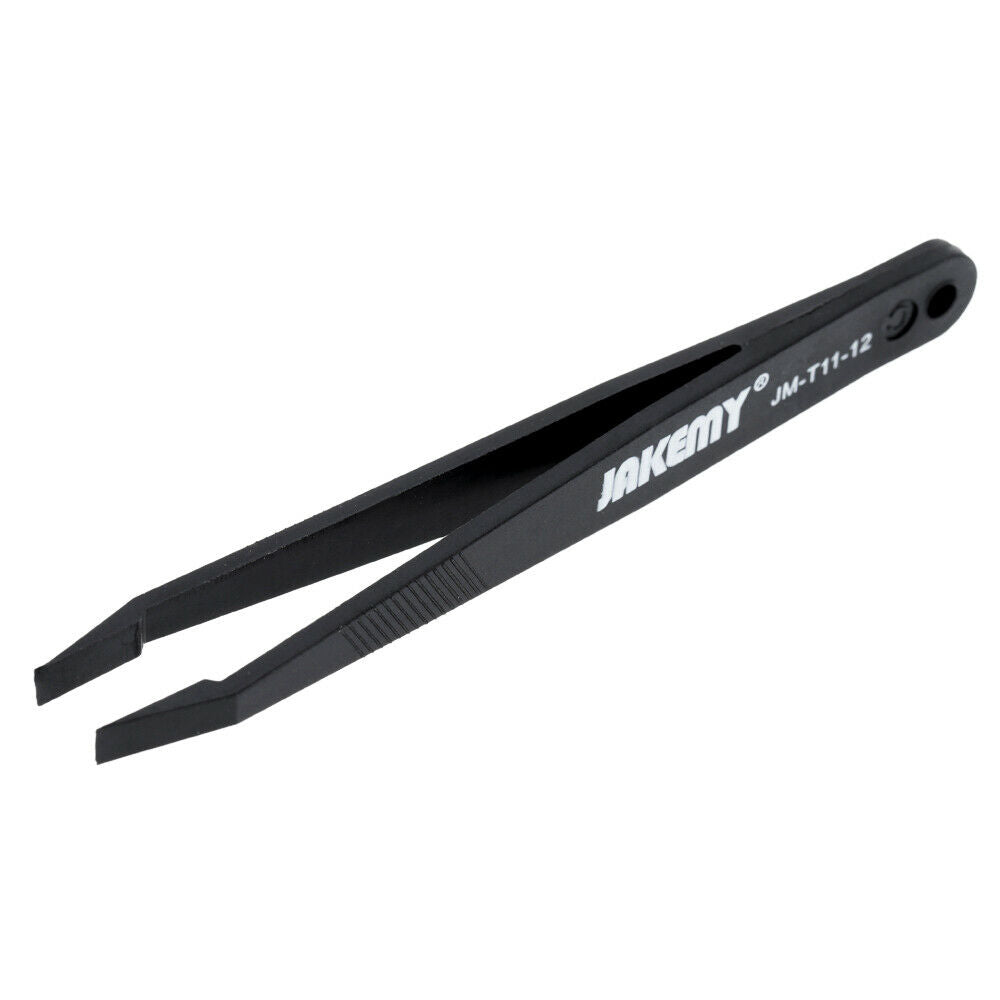 Anti-Static Heat Resistant Flat Pointed Curved Tweezers 3 Piece Set (JM-T11) (Jakemy)