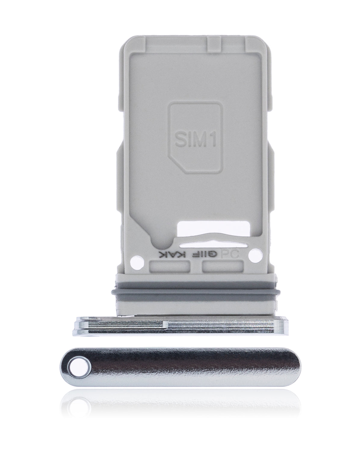 Single Sim Card Tray Compatible For Samsung Galaxy S21 Ultra Replacement (Phantom Silver)