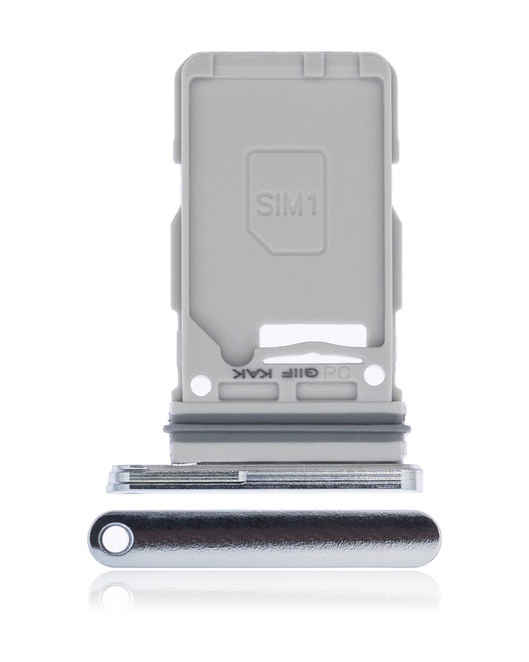 Single Sim Card Tray Compatible For Samsung Galaxy S21 Ultra Replacement (Phantom Silver)