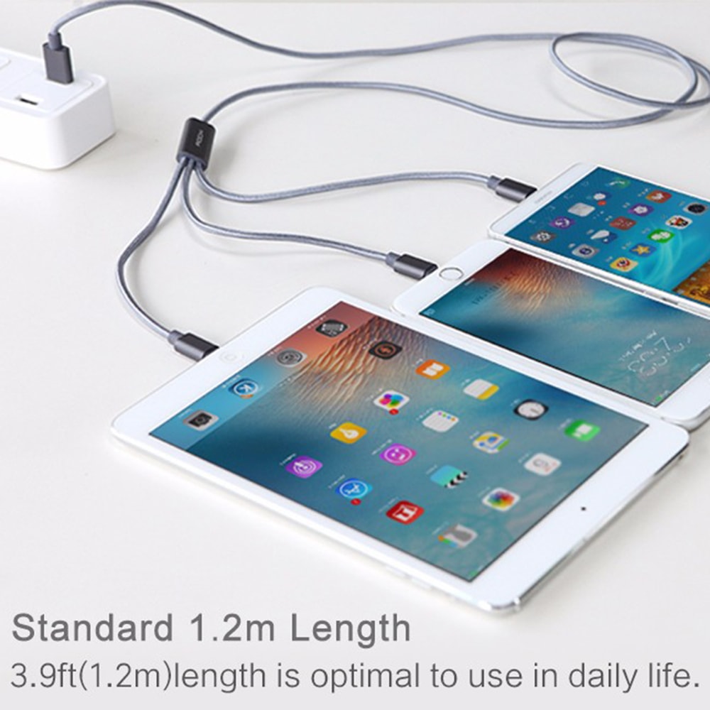 3 IN 1 USB CHARGING CORDS NYLON METAL BRAID DATA SYNC 1.2M