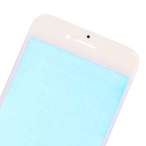 WHITE  FRONT GLASS LENS WITH SUPPORTING FRAME FOR IPHONE 8