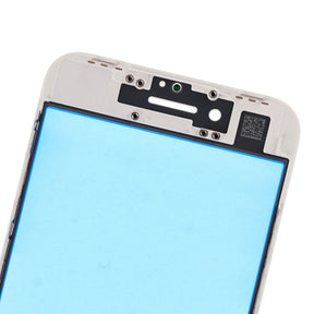 WHITE  FRONT GLASS LENS WITH SUPPORTING FRAME FOR IPHONE 8