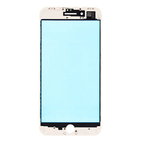 WHITE FRONT GLASS LENS WITH SUPPORTING FRAME  FOR IPHONE 8 PLUS