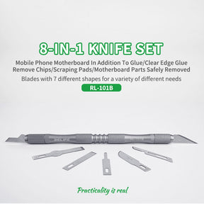 RELIFE RL-101B 8 IN 1CPU REMOVE GLUE BLADE KNIFE SET