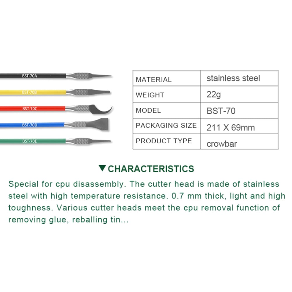 BST-70 BGA CHIP CPU REMOVER GLUE PRY TOOL SET