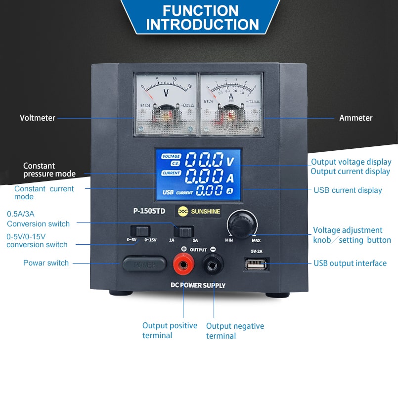 P-1505TD INTELLIGENCE SWITCHING REGULATOR 5A15V DC POWER SUPPLY