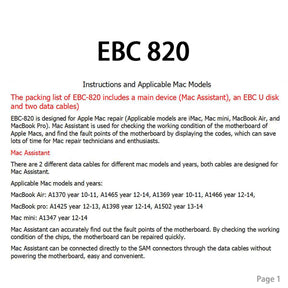 MACBOOK MOTHERBOARD DIAGNOSE TOOL & SERIAL NUMBER TOOL EBC 820