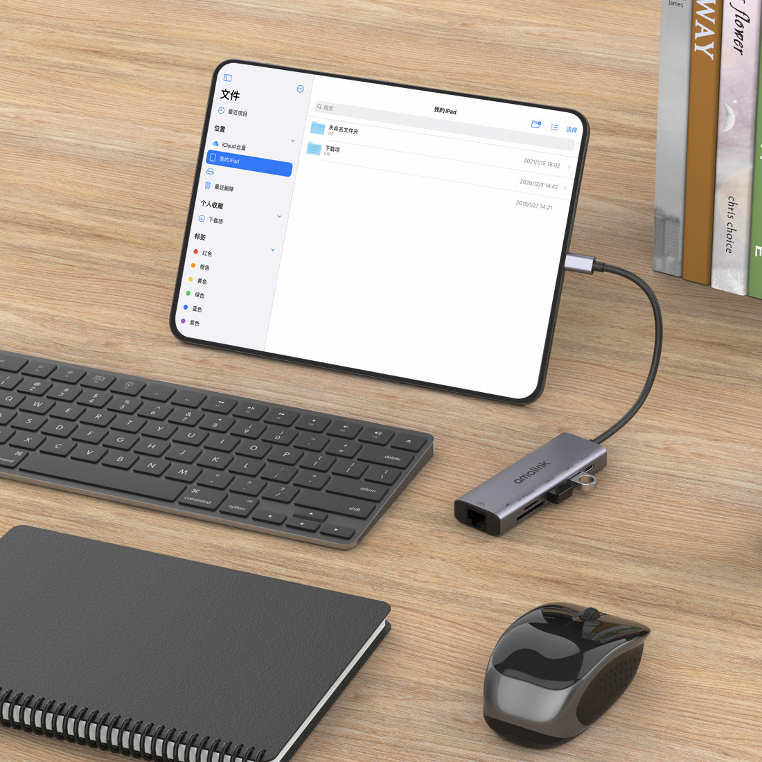 USB-C to RJ45 Adapter + SD/TF Card Reader Docking Station With 2 Ports USB PD3.0 Hub for Apple HP Samsung (95122D)