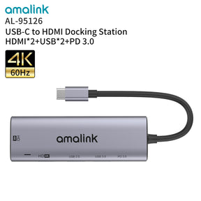 USB Type C Laptop Docking Station Dual HDMI Dual Screen Display USB 2.0 Hub Adapter for HP DELL XPS (95126)